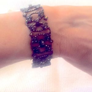 2 for $15 bundle Bracelet retro style lattice work with crystals 7 inches